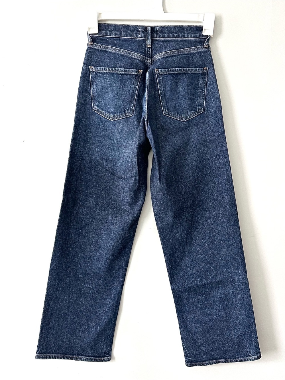 Agolde Ren Jean Echo 23 Dark Indigo Denim Jeans High Rise Wide Leg Blue Jean - Picture 7 of 9